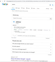 «Косая» страница после запроса «Askew» в Гугле